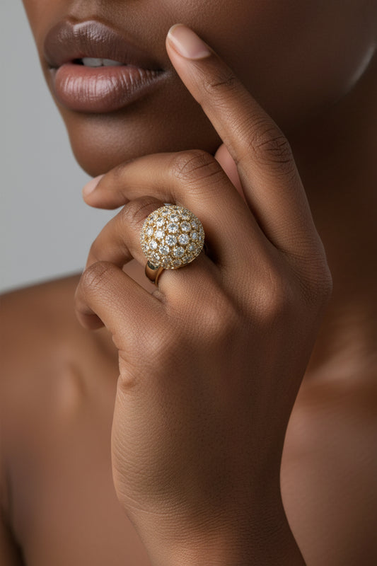 Gold ring with gemstones